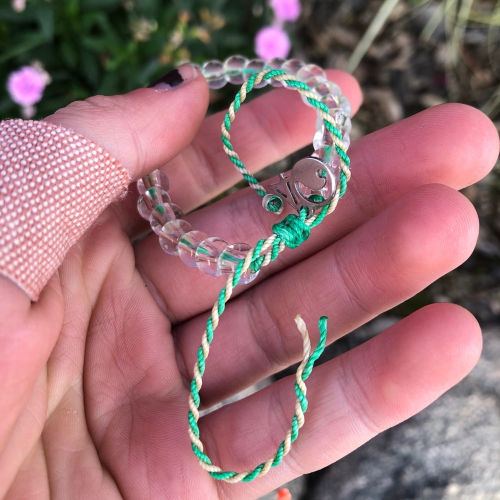 Green and White Striped 4 Ocean Bracelet